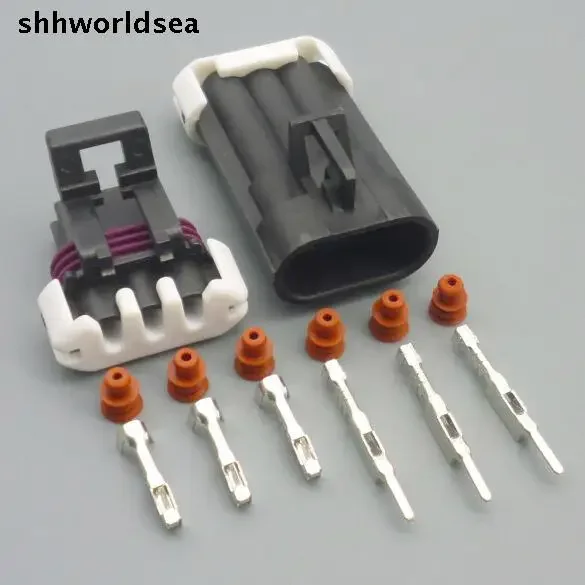 shhworldsea 1set  3 Pin Black Auto Connector 150 Temperature Sensor Male Female Waterproof Plug 12129615 12110293