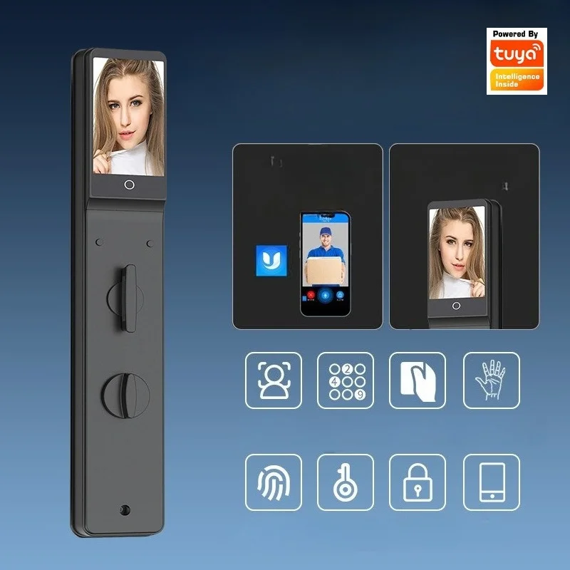 Tuya Password 3D Face Recoginition Aluminum Alloy Smart Door Lock Fingerprint Wifi IC Card Key Unlock Way