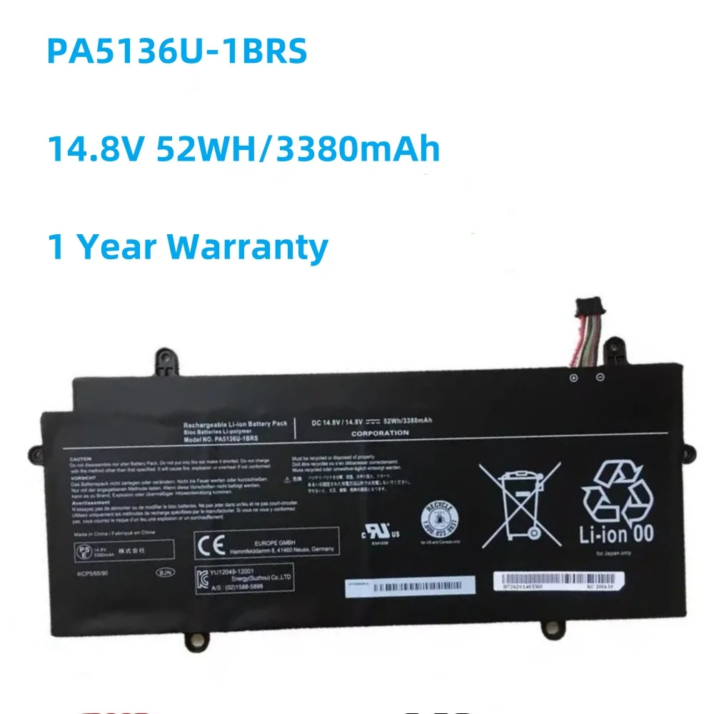 

PA5136U PA5136U-1BRS 14.8V 52WH/3380mAh Laptop Battery for Toshiba Portege Z30 Z30-A Z30-AK04S Z30-A1301 Z30-B K10M Z30-C