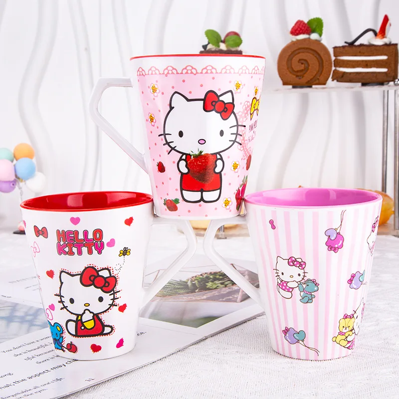 Sanrio Kawaii Hello Kitty Cup MyMelody Anime anak-anak melamin Cetak Kreatif tahan jatuh jus susu Mouthwash Cup