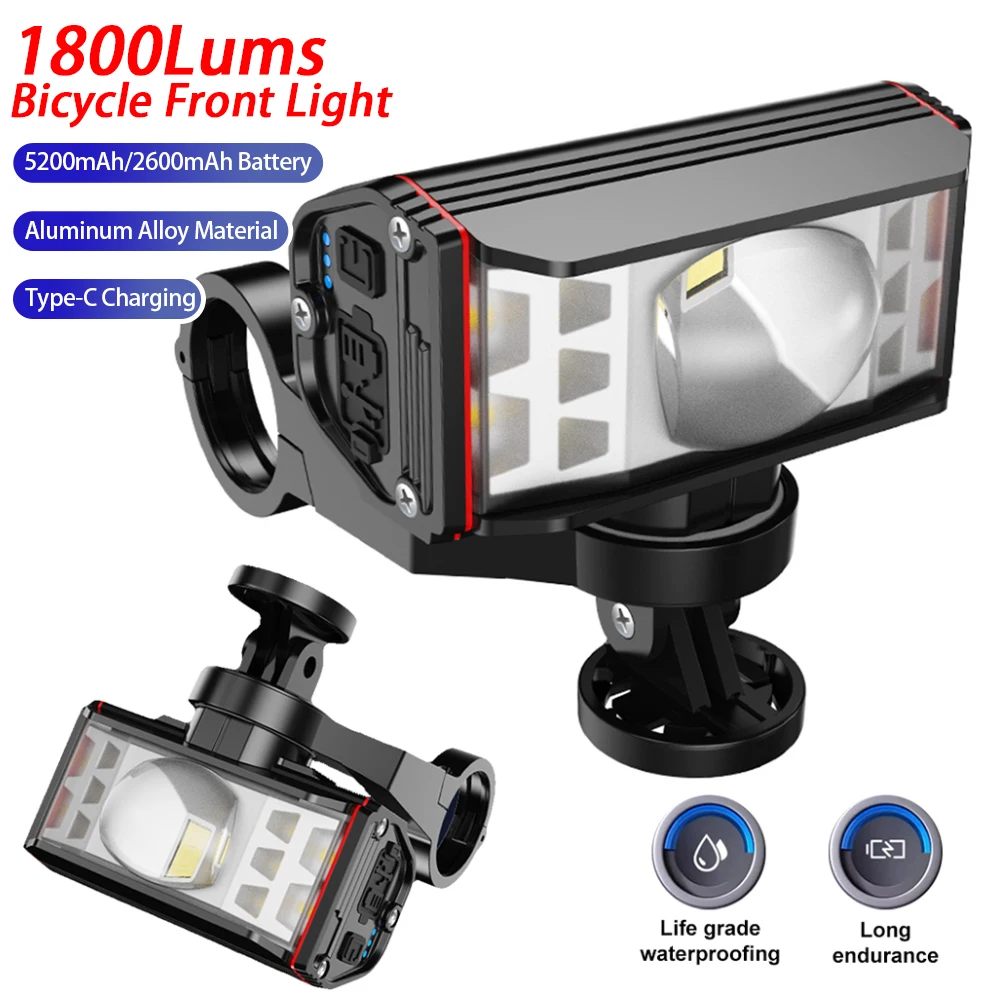 Feu avant de vélo LED, Rechargeable par USB, lampe de poche pour guidon de vélo, étanche, pour vtt, VTT, pour la conduite de nuit