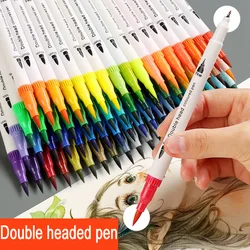 Ensemble de stylos pinceaux d'art manga à double extrémité, marqueurs de lettrage, fournitures d'art, croquis, dessin graffiti, accessoires scolaires, 12 couleurs