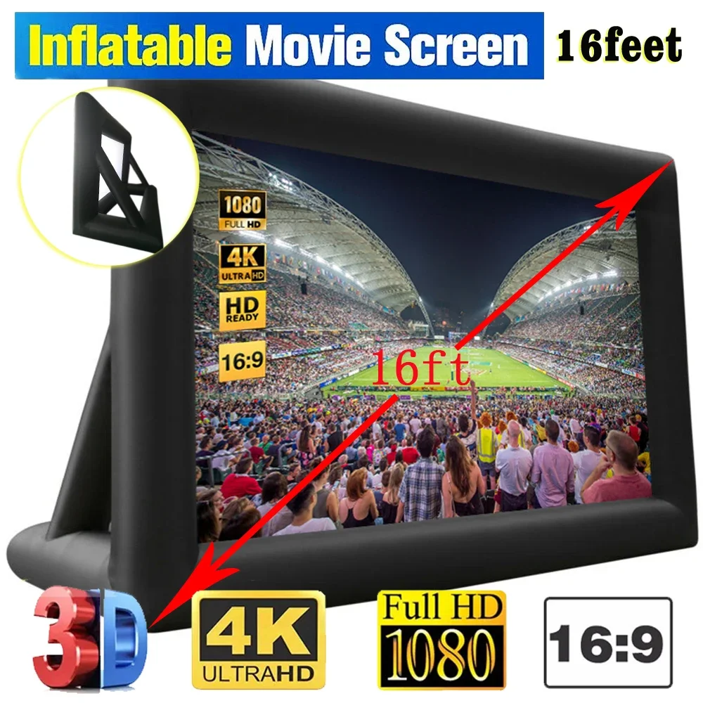 8FT 16FT  Fast Shipping Inflatable Portable Outdoor And Indoor Movie Theater Projector Screen With All Accessories