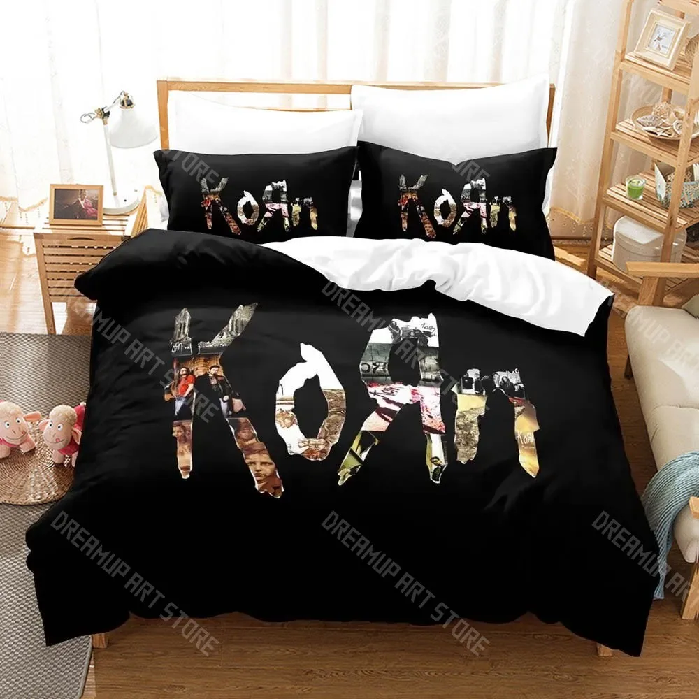 3D Printed Korn Rock Band Bedding Set for Boys Girls Duvet Cover Pillowcase Included Twin Queen King Full Single Double Sizes