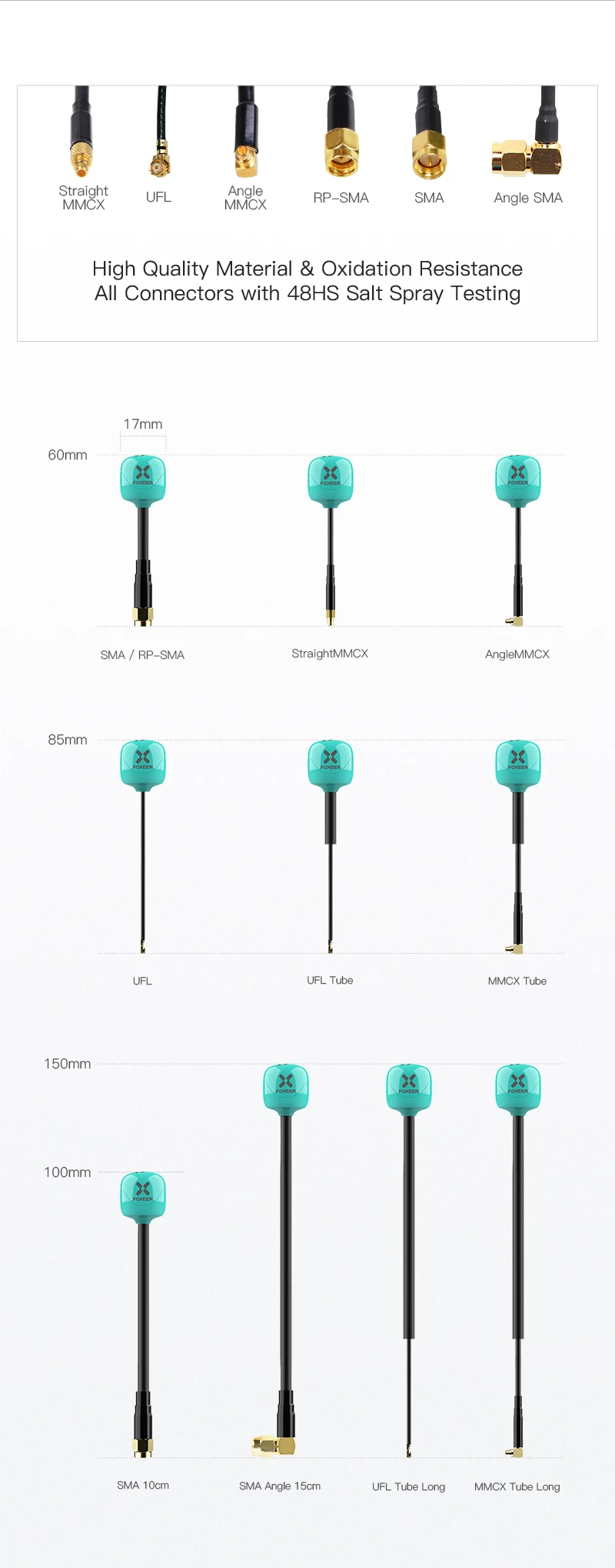 2PCS Foxeer Lollipop 4 Plus 4+ FPV Antenna 5.8G 2.6Dbi Omni Antenna RHCP LHCP SMA MMCX UFL For RC FPV Long Range Racing Drone thumbnail 5