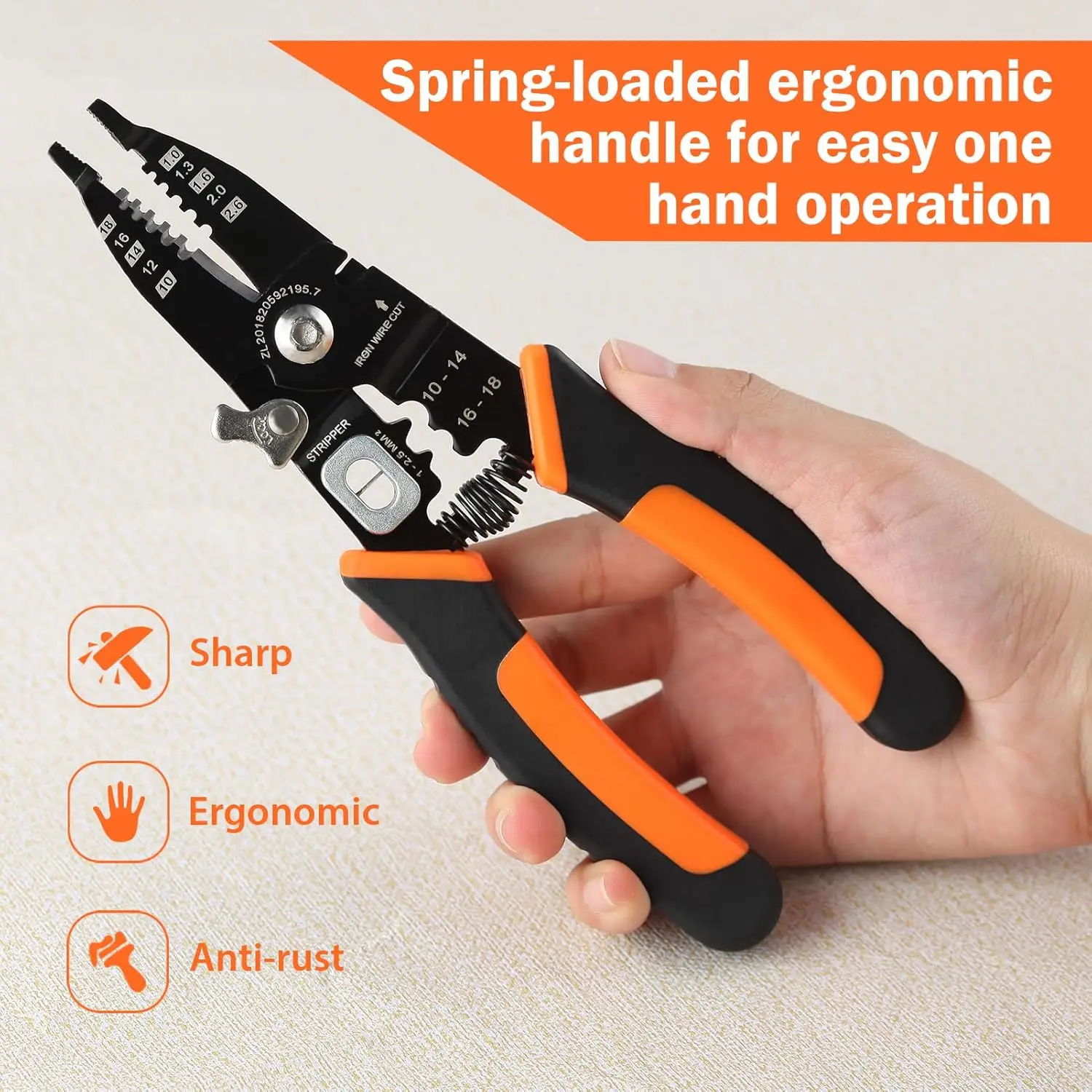 6-in-1 Wire Stripper Tool 10-18 AWG,Multifunction Wire Plier with Wire Splitter Cutter Crimper Gripper Function