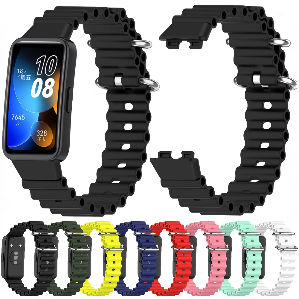 

Ocean Strap for Huawei Band 8 Strap Silicone Bracelet Wristband SmartWatch Replacement Accessories Correa for Huawei Band 8 Belt