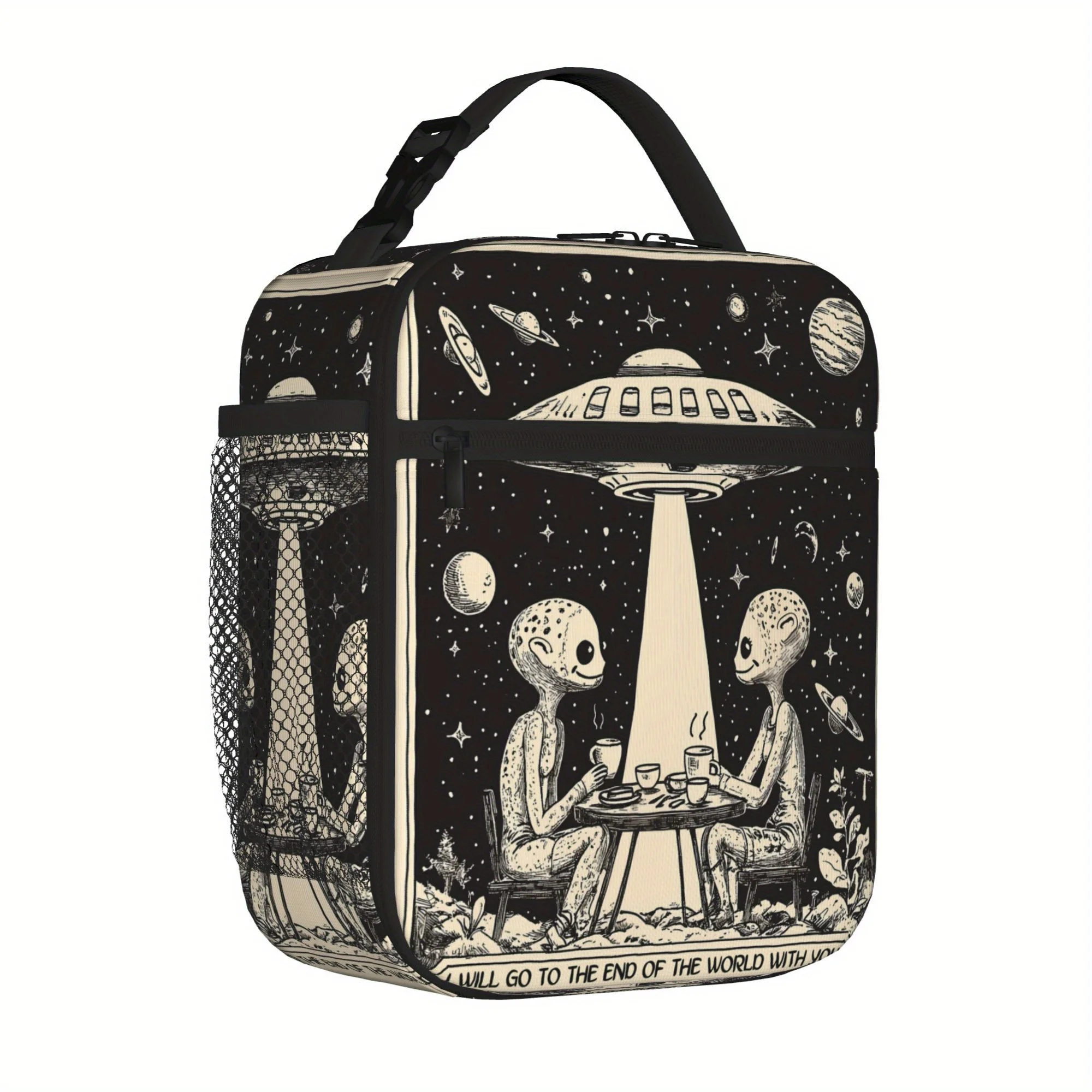 

Extraterrestrial Lunch Box "I'll Go to the End of the World with You" Design Picnics, School, Hiking, Beach, or Fishing