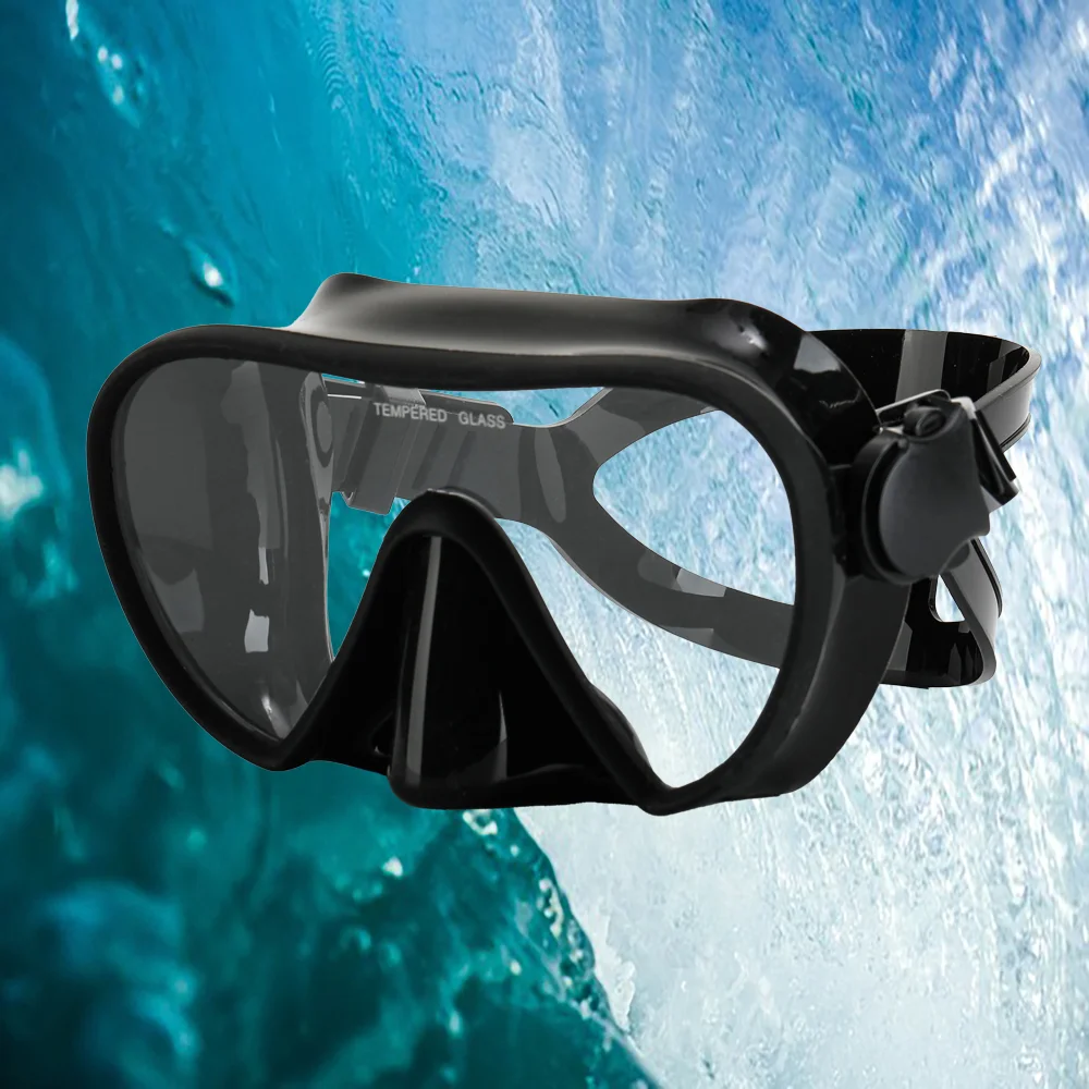 Scuba Diving Snorkeling Frameless Mask Perfect Seal Silicone Skirt Panoramic Tempered Glass Swimming Goggles Suitable for Adults