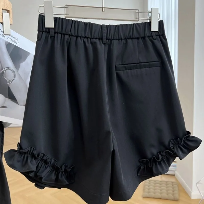 Elastic Waist Shorts for Women Black Summer Clothing Korean Style Young Girls Casual Soft Breathable All-match Loose Simple New