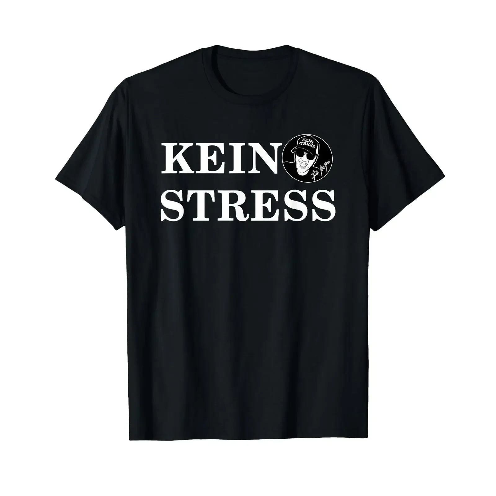Boscho Kein Stress Front Lettering T Shirt black vintage Washed Comfortable Versatile Top For Everyday Wear Soft Stylish homme