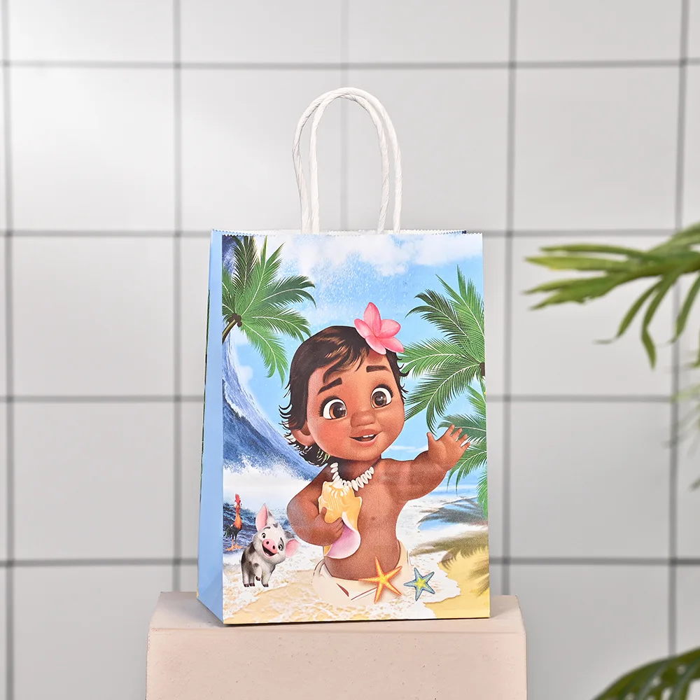 Disney Moana Party Paper Bag Candy Gift Packaging Bag Kids Ocean Theme Birthday Party Decoration Baby Shower Girl Party Supplies