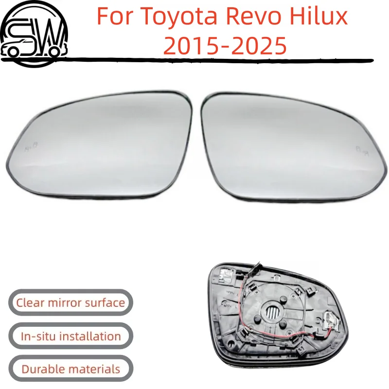For Toyota Revo Hilux 2015-2025 Rearview Mirror Glass With Blind Spot Monitoring.