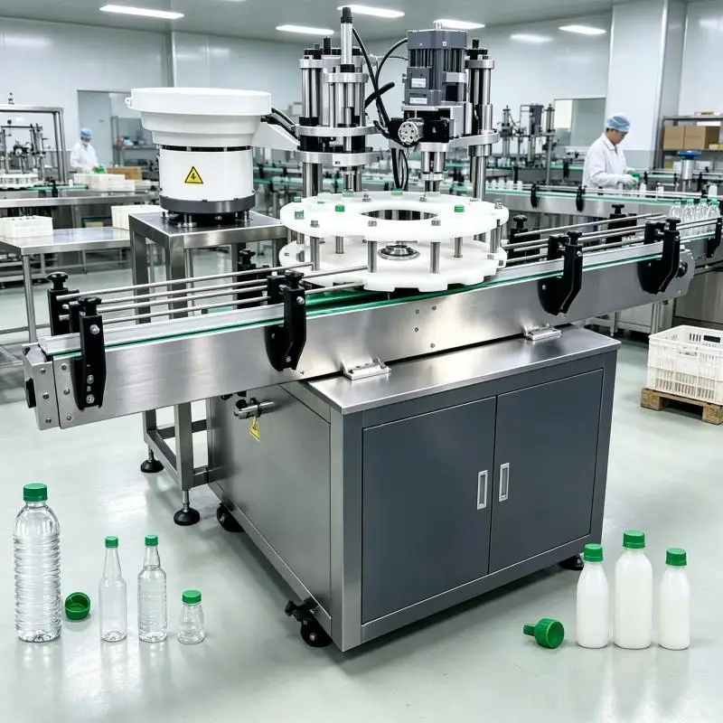 Bottle Capper Machine with Automatic Cap Lifter Electric Control Adjustable Torque for Plastic Glass Medicine Bottles
