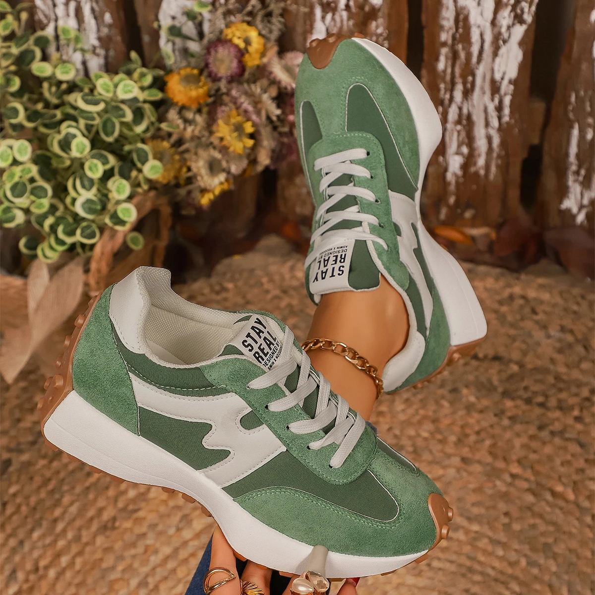 Sepatu Sneakers Wanita 2025 Musim Semi Gugur Terbaru, Sepatu Platform Vulkanisir, Sepatu Kasual Wanita Ringan, Datar, Bernapas