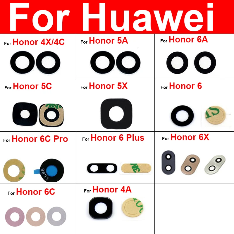 Rear Back Camera Glass Lens For Huawei Honor 4X 4C 4A 5A 5C 5X 6 6A 6C Pro 6X Plus Camera Glass Lens Glass + Sticker Repair