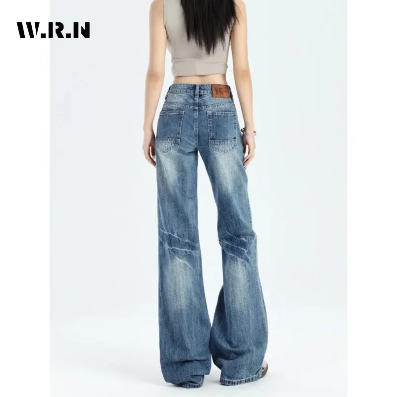 Y2K Vintage High Waist Blue Jeans Women's Casual 2000s Pants Baggy Wide Leg Grunge High Street Harajuku Style Denim Trouser