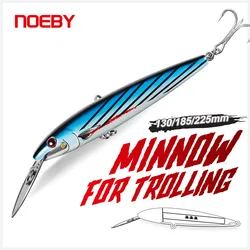NOEBY Trolling Minnow Fishing Lure 130mm 33g 185mm 60g 225mm 76g Wobblers Artificial Hard Bait Saltwater Boat Fishing Lures