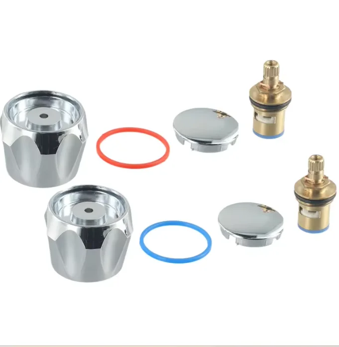 2pcs Chrome Plated Faucet Cover Set for Kitchen And Bathroom Hot/Cold Tap Top Head Handle Replacement
