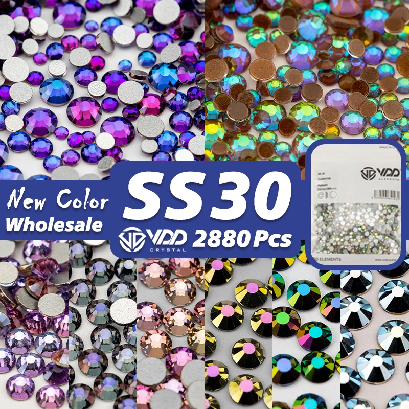 

VDD SS30 2880Pcs New Color Wholesale High Quality Glass Crystal Rhinestones Strass Flat Back For Nail Art DIY Craft Decorations