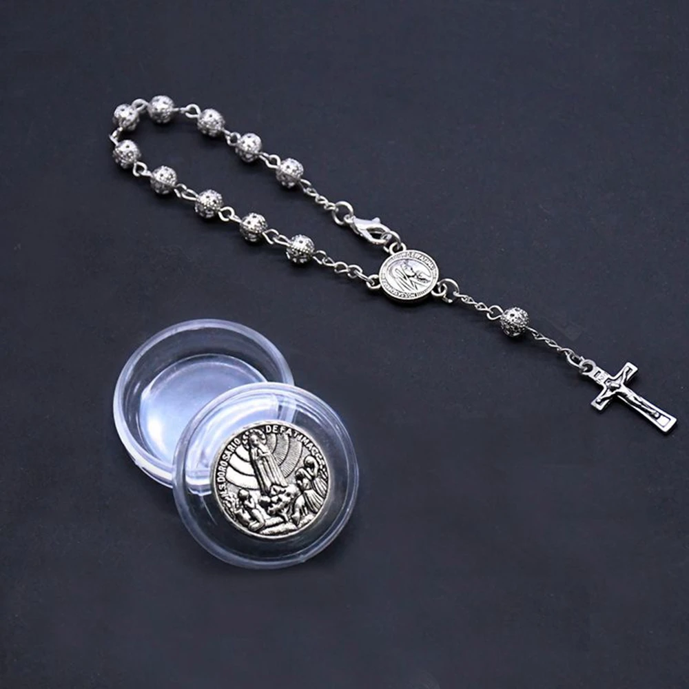 Religious Jewelry Metal Hollow Out Beads Cross Rosary Bracelets For Men Women