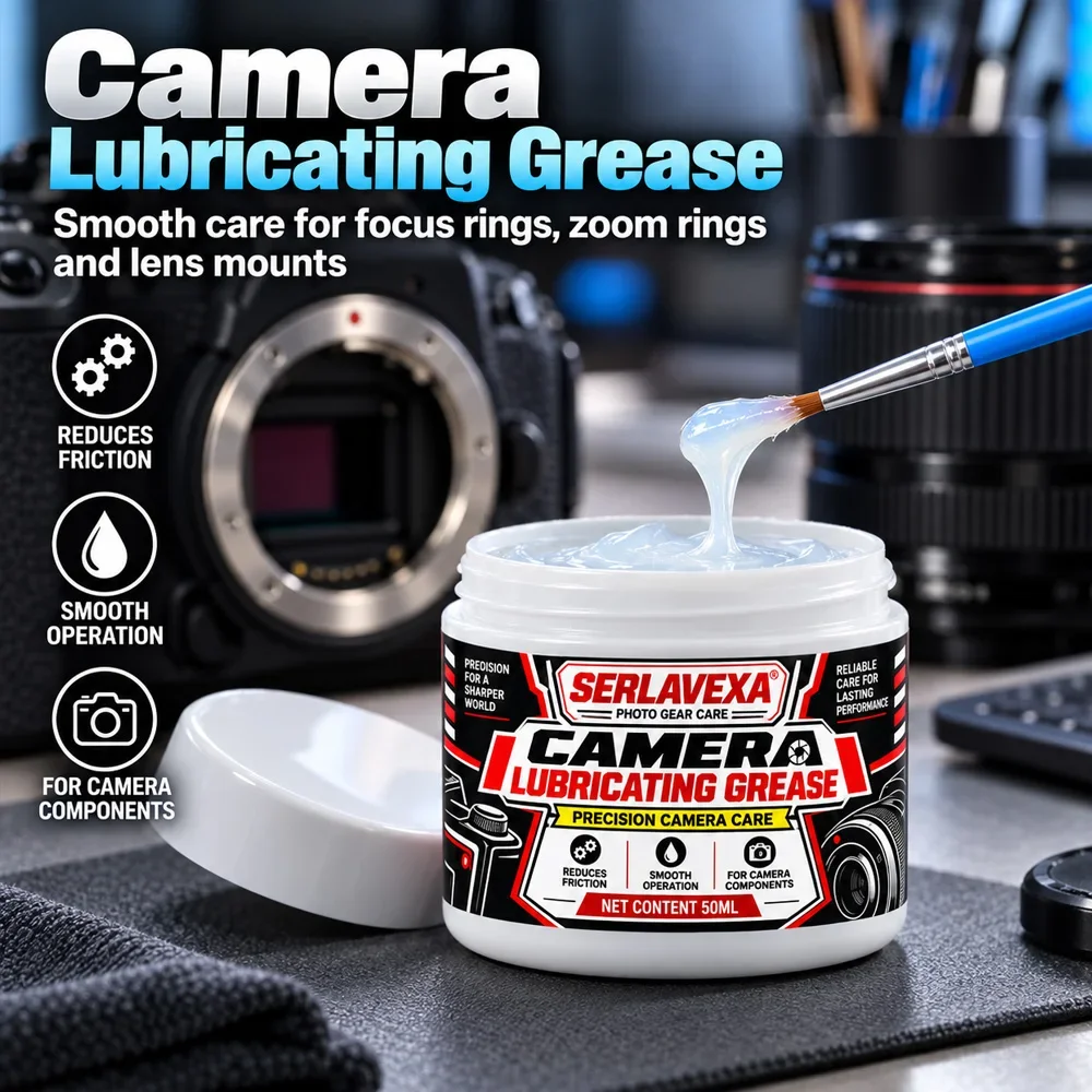 Camera Lubricating Grease 50ML for Lens Focus Ring Gear Mechanism Precision Maintenance with Brush Photography Equipment Care