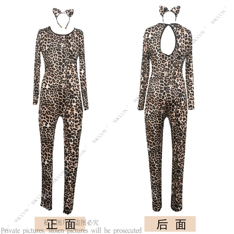 Tiger Cat Leopard Print Cosplay Costume Halloween Party Jumpsuit Woman Man Role Play Performance Dress Stage Costume Sexy