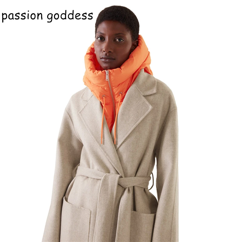 Fashion 2022 Women Winter Cotton Warm Sleeveless Shawl Vest with Hooded Parkas Casual Basic Thick Puffer Crop Vest Padded Jacket