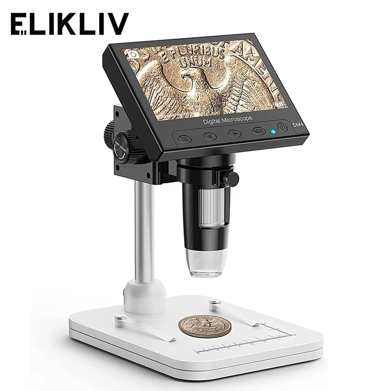 

Elikliv EDM4 4.3" 1000x LCD Digital Microscope for Electronic Coin Magnifier Repair Microscope with LED Lights for PC Windows