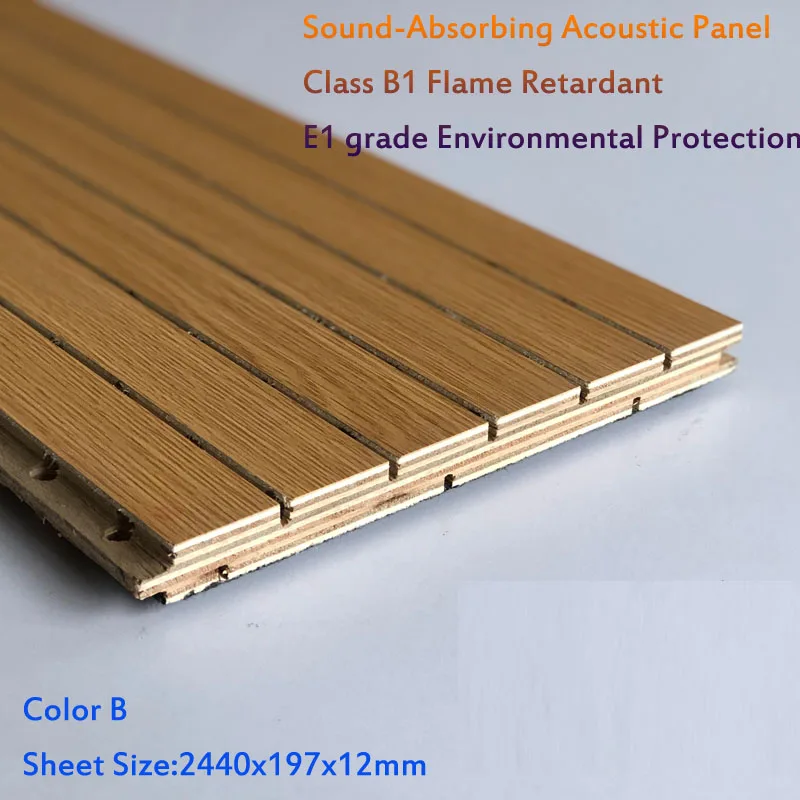 8 pcs/Pack Eco-friendly MDF Strip Sound-Absorbing Panel Acoustic Board Fireproof Wooden Slat Panel For Lecture Hall/Meeting Room