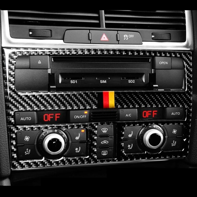 Carbon Fiber CD Panel Windows Control Gear Panel Trim for Audi Q7 2008-2015 Interior Door Armrest Button Frame Car Accessories