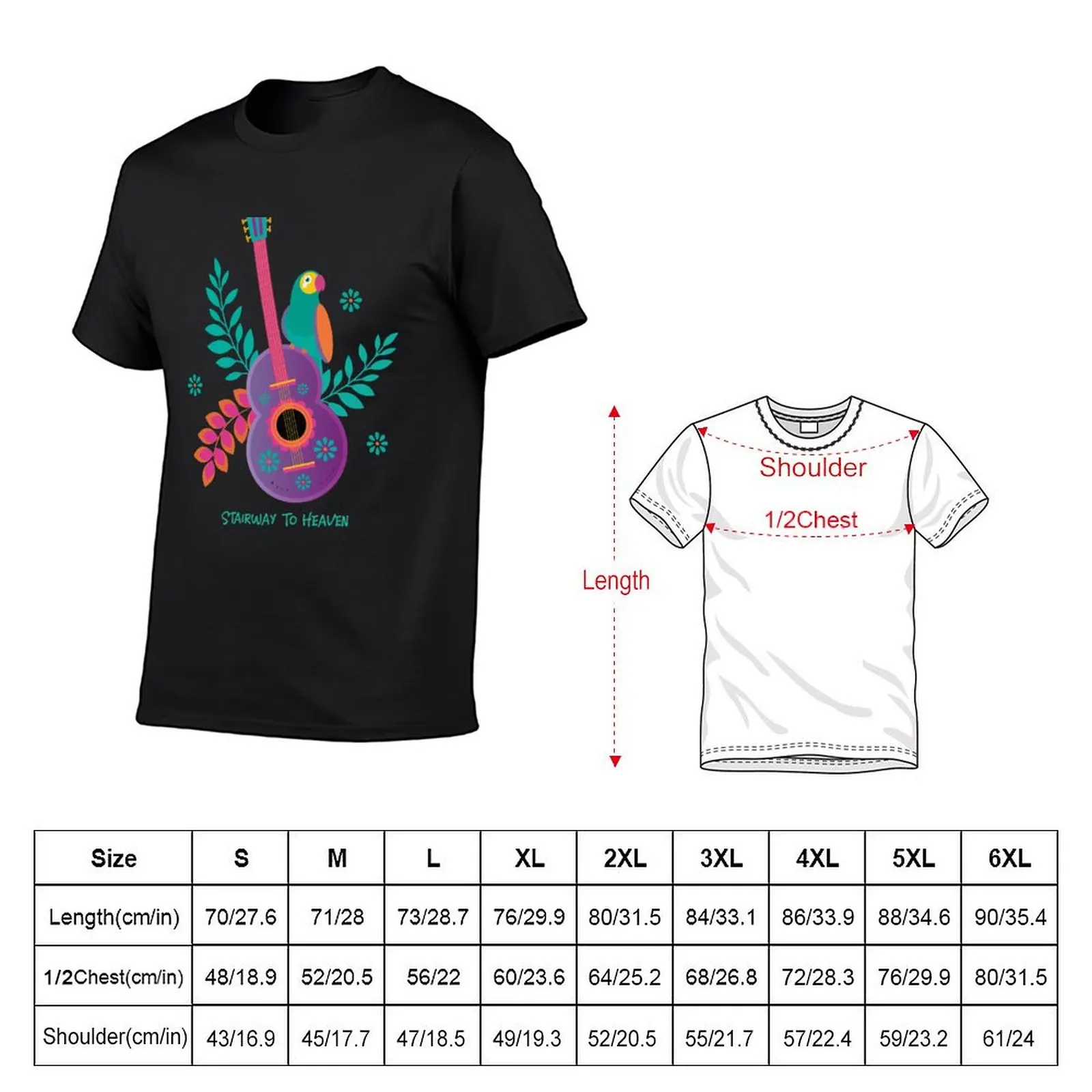 Stairway To Heaven Guitar & Bird T-Shirt plus sizes Short sleeve tee mens t shirts top quality