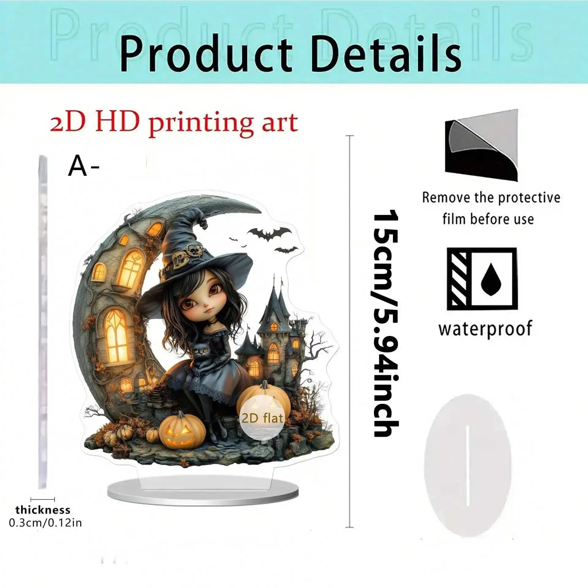 قطعة واحدة من قلعة بيت اليقطين للهالوين وساحرة كرتونية لتزيين غرفة الخفافيش على شكل قطة سوداء. إنها هدية تزيين المنزل لشخص