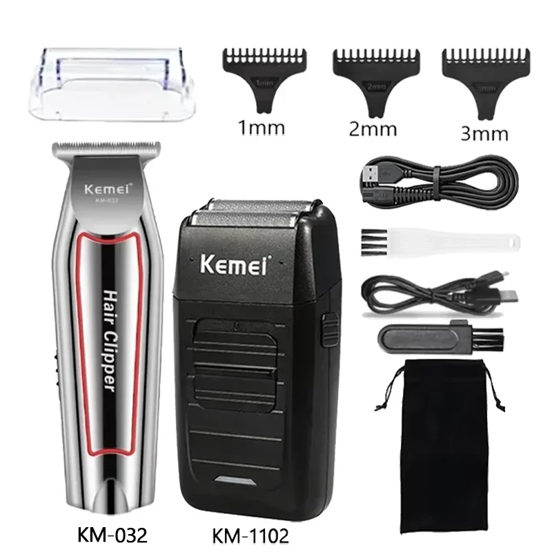 Kemei Hair Clipper Kit KM-2296 KM-032 KM-1102 USB Rechargeable Cordless Beard Trimmer Men Powerful Hair Clipper Trimming Tool