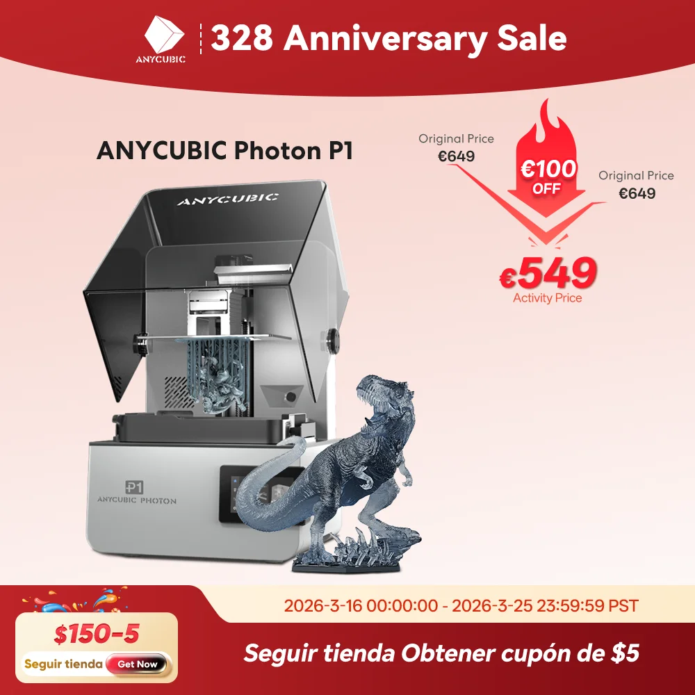 Impresora 3D ANYCUBIC Photon P1 de Resina con Soporte para Impresión de Doble Color y Material, Placa de Construcción de Acero Pulido de Precisión para Aficionados