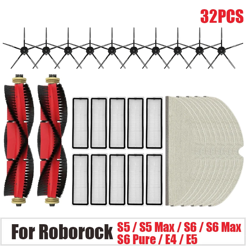 For Xiaomi Roborock S5 Max S6 S6 Maxv Vacuum Cleaner Replacement Kit Roller Brush HEPA Filter Mop Cloth Accessories Spare Parts