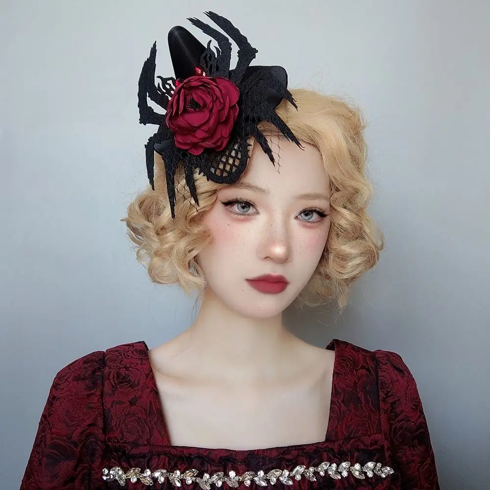 ربطة شعر دانتيل عتيقة لجميع الهالووين ، مشبك شعر قوطي ، حجاب أسود ، ملحق تصفيف الشعر ، أغطية رأس قبعة عنكبوتية ، جديدة