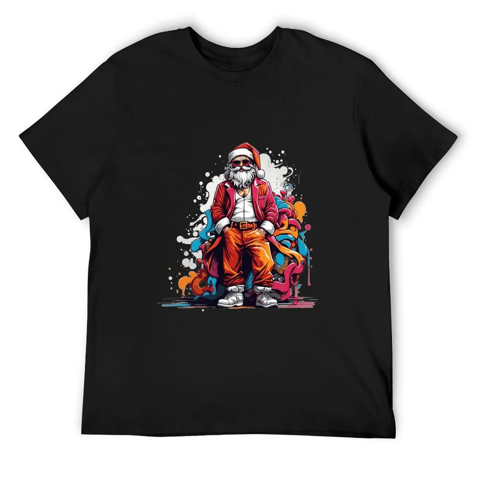 Santa's Merry Palette Unveiled: Santa Claus T-Shirt designer shirts customs mens cotton t shirts