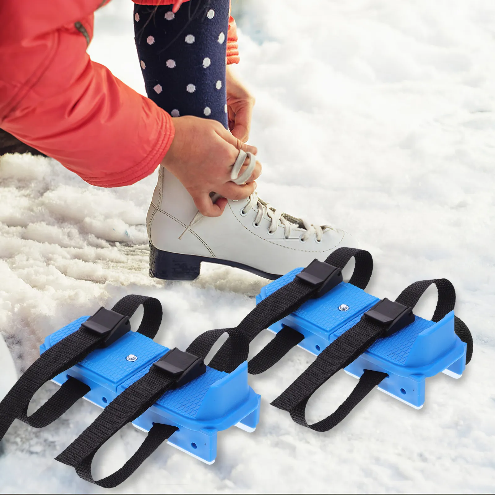 

Пара регулируемых коньков для малышей и детей: двойная стабилизирующая конструкция, крепление на ремешках, защитные чехлы, безопасное обучение