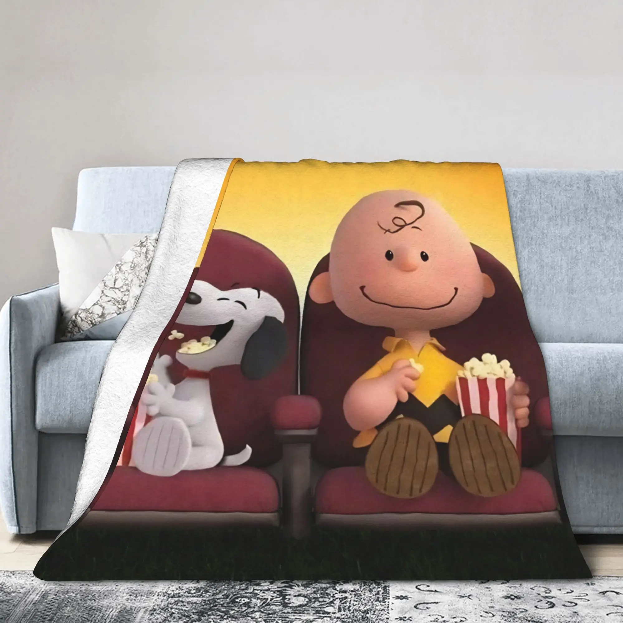 S-Snoopys Movie Wool Blanket Lovely Winter Holiday Funny Throw Blankets for Bed Sofa Couch 200x150cm Plush Thin Quilt