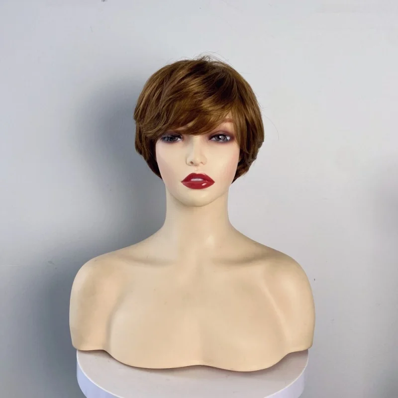 Hair Extensions Synthetic Fashion Elegant Cool Brown Women Wigs Daily Use Breathable Head Cover Ladies Female Short Wig Hat