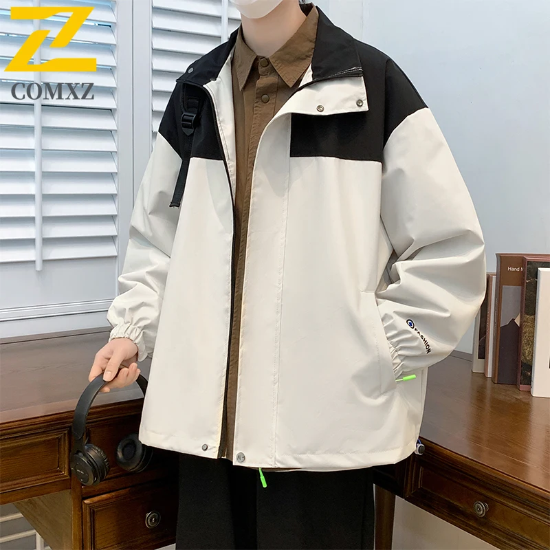 

2025 Autumn Men Windbreaker Jacket Outdoor Waterproof Windproof Coat Casual Loose Trendy Couple Unisex Hooded Sports Top Coat