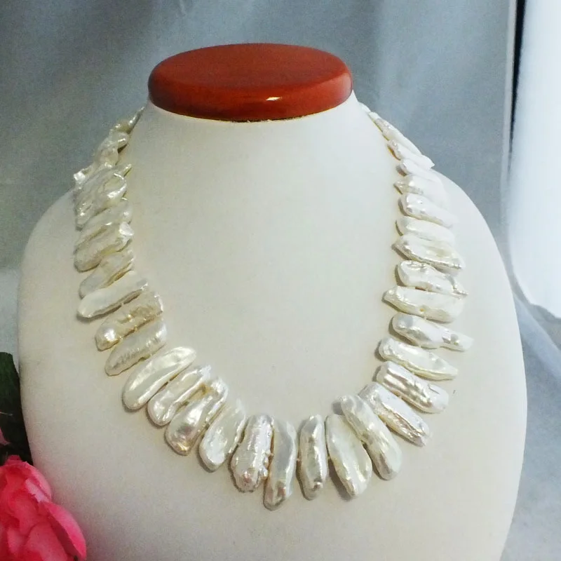 

Роскошное свадебное украшение из жемчуга: ожерелье из пресноводного жемчуга Biwa, 18 дюймов