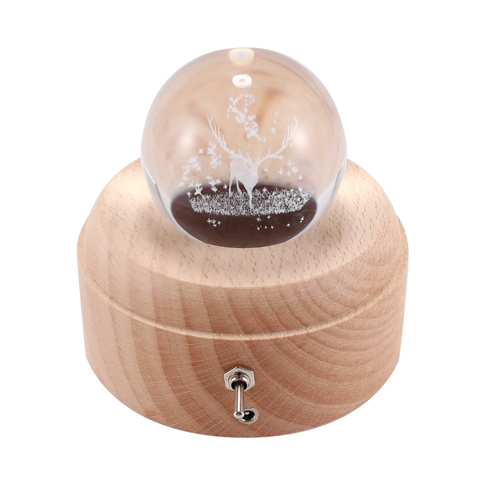 3D Crystal Ball Music Box The Deer Luminous Rotating Musical Box With Projection Led Light