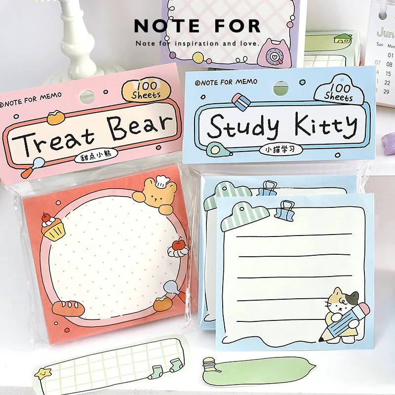 100 Sticky Notes Corner Broken Read Series, Korean Hand Cute Hand Account Collage Note Notepad Cute Stationery  Sticky Note