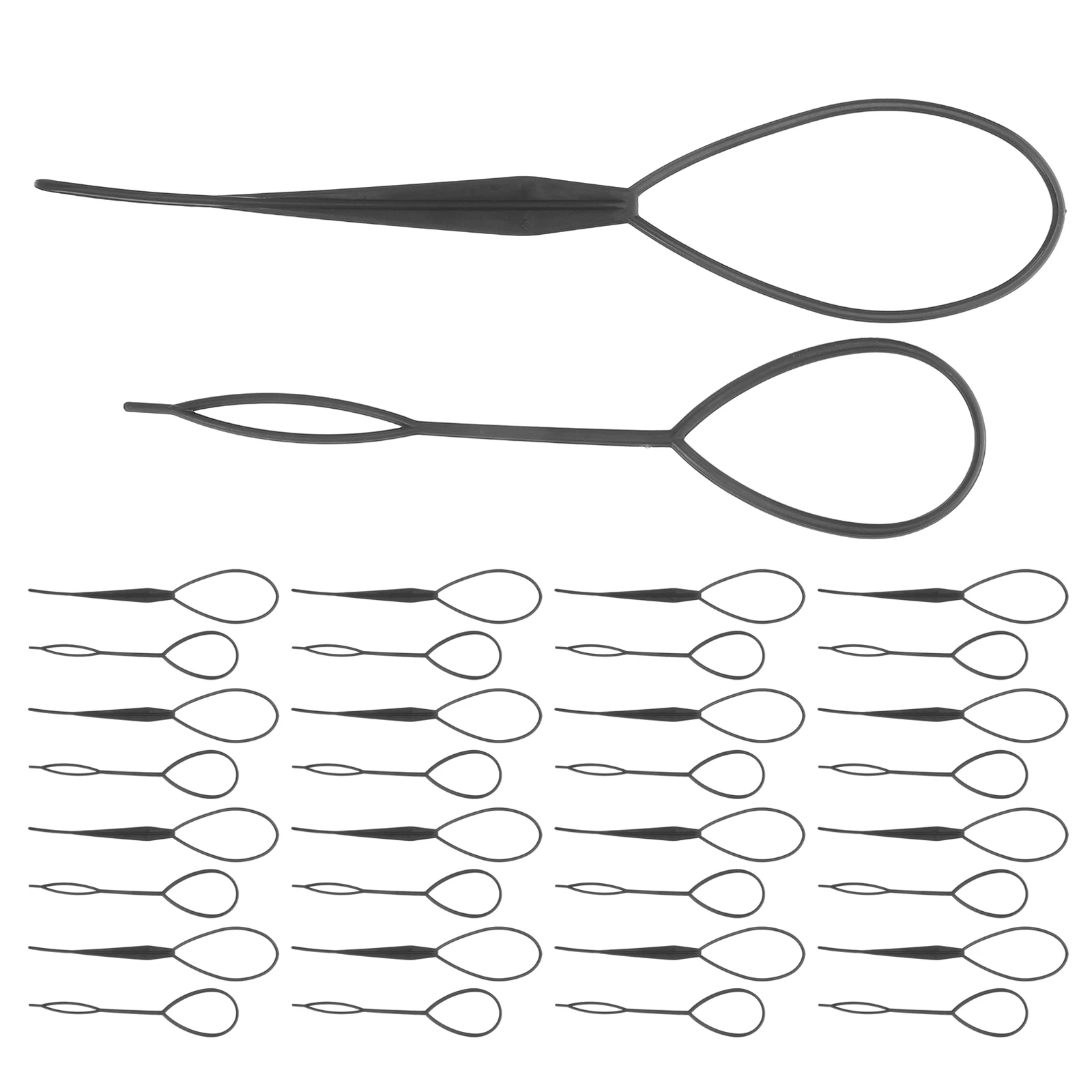 

100Pcs Hair Pull Through Loop Tools - Black Ponytail Maker for Women - Bun Makers for Fast Updos and French Braiding on The Go