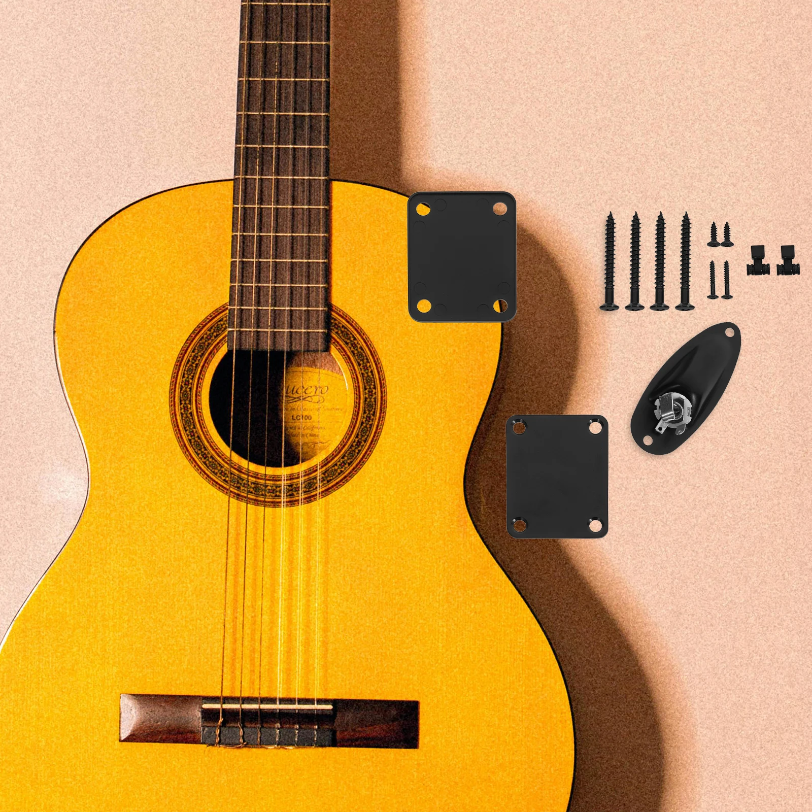 

Guitar String Fixer Electric Jack Plates Parts Hardware Repair Tools Replacement Neckplate Fittings for Screw Socket