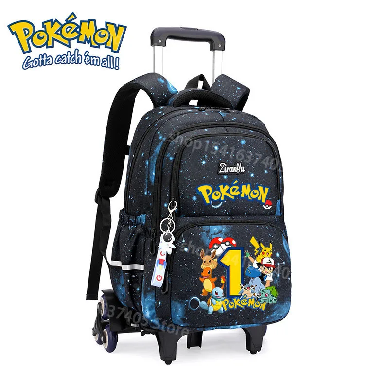 pokemon-backpacks-cartoon-number-school-bag-climbing-stairs-trolley-backpack-with-wheels-waterproof-student-wheeled-knapsack