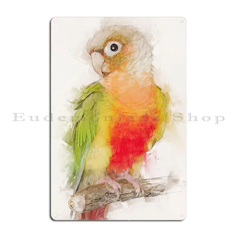 Green Cheek Conure Metal Sign Wall Cave Club Garage Printing Club Tin Sign Poster