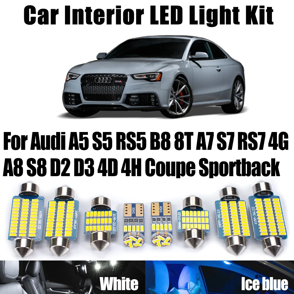 Canbus Car LED Interior Reading Trunk Bulbs Light Kit For Audi A5 S5 RS5 B8 8T A7 S7 RS7 4G A8 S8 D2 D3 4D 4H Coupe Sportback